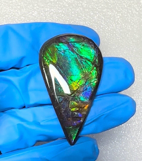 Loose Stone, Ammolite,Freeform, Cabochon 45.5x27x3.5mm, Loose gemstone Canadian Ammonite,wrapping jewellery,Bright!  FC-157