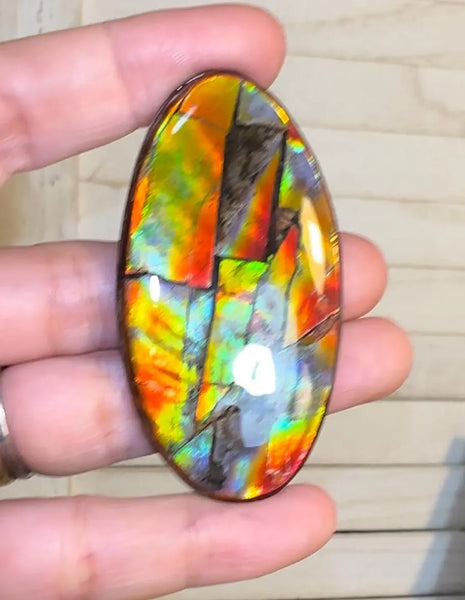 Loose Stone, Ammolite,Freeform, Cabochon 60x33mm,  Loose gemstone Canadian Ammonite,wrapping jewellery,FC-194