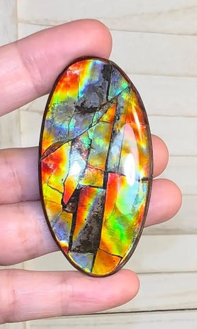 Loose Stone, Ammolite,Freeform, Cabochon 60x33mm,  Loose gemstone Canadian Ammonite,wrapping jewellery,FC-194