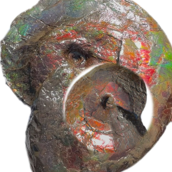 AF-124  17.7" Ammonite Fossil - Placenticeras costatum　Ammolite **FREE SHIPPING***　アンモライト カナダ化石 斑彩石