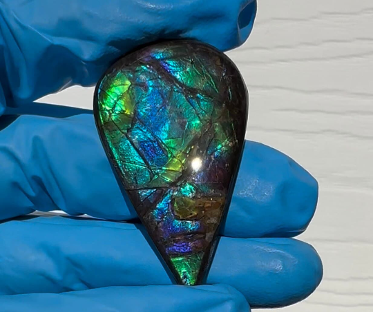 Loose Stone, Ammolite,Freeform, Cabochon 45.5x27x3.5mm, Loose gemstone Canadian Ammonite,wrapping jewellery,Bright!  FC-157