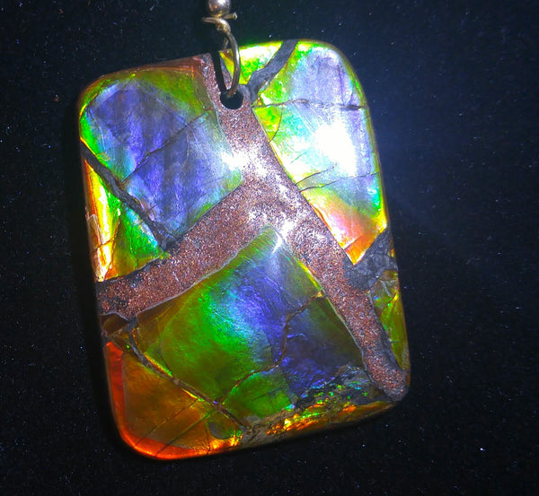 Ammolite Pendant Imperilal Double-Sided 48 mm x 35 mm - JWY-02　両面アンモライト