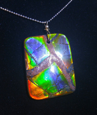 Ammolite Pendant Imperilal Double-Sided 48 mm x 35 mm - JWY-02　両面アンモライト