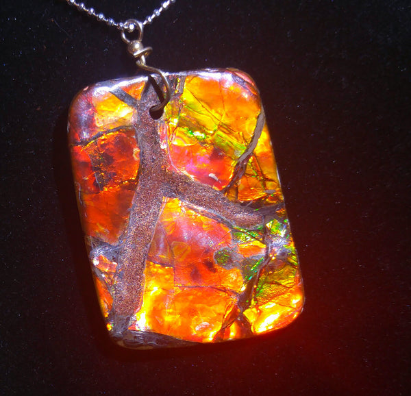 Ammolite Pendant Imperilal Double-Sided 48 mm x 35 mm - JWY-02　両面アンモライト