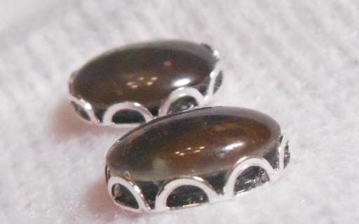 Sterling Silver Ammolite earrings 10x8mm - JWY-08 ピアス　シルバー・+ロジウムメッキ