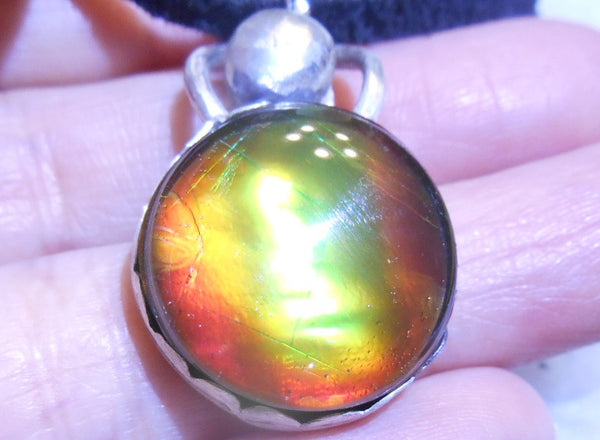Ammolite Pendant top Sterling Silver- JWY-06 Quartz Capped.　アンモライト シルバー ペンダントトップ