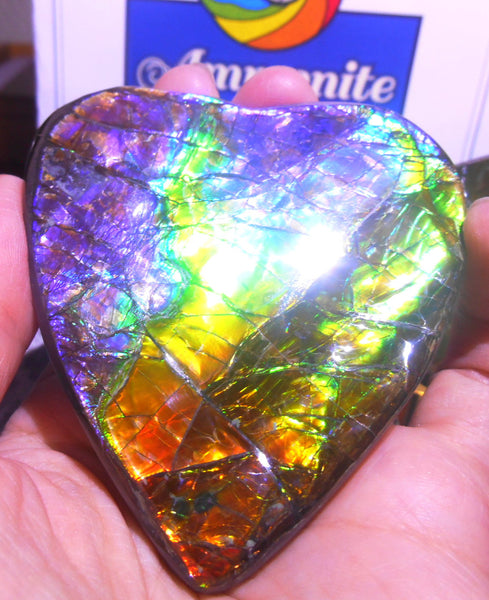 75 x 65 x 16 mm - Collector Stone - CS-61 AAA Natural Rainbow Heart Shape　ナチュラル AAA ハート形 コレクターディスプレイピース