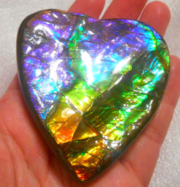 75 x 65 x 16 mm - Collector Stone - CS-61 AAA Natural Rainbow Heart Shape　ナチュラル AAA ハート形 コレクターディスプレイピース