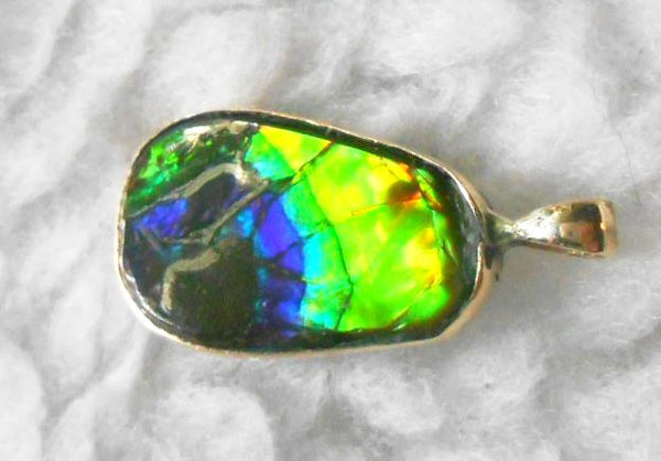 14K GOLD Pendant Top   Ammolite Pendant - JWY-06