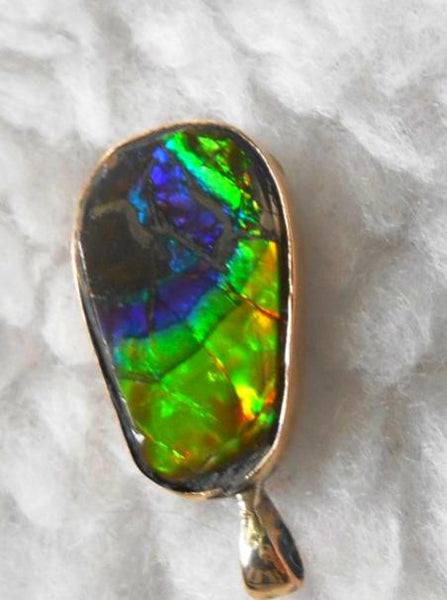 14K GOLD Pendant Top   Ammolite Pendant - JWY-06