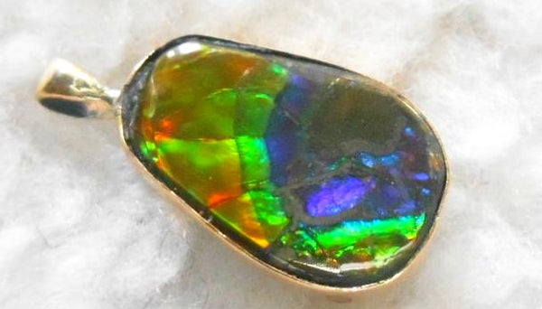 14K GOLD Pendant Top   Ammolite Pendant - JWY-06