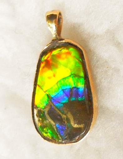14K GOLD Pendant Top   Ammolite Pendant - JWY-06