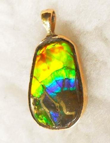 14K GOLD Pendant Top   Ammolite Pendant - JWY-06