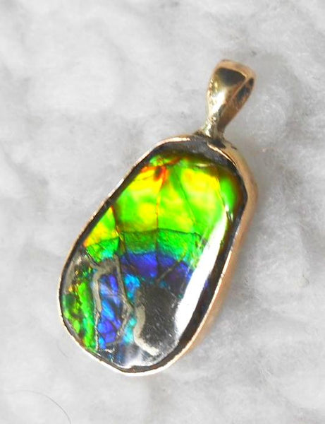 14K GOLD Pendant Top   Ammolite Pendant - JWY-06