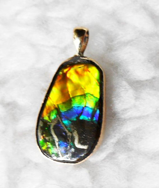 14K GOLD Pendant Top   Ammolite Pendant - JWY-06