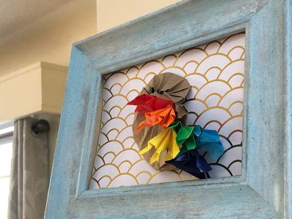 Origami Art  Rainbow Ammolite Ammonite,Wall Art,Home decor,3D wall art,