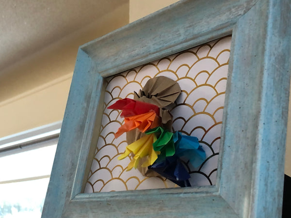 Origami Art  Rainbow Ammolite Ammonite,Wall Art,Home decor,3D wall art,