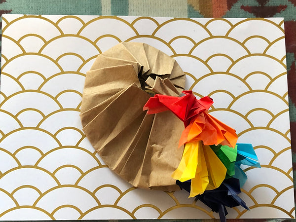 Origami Art  Rainbow Ammolite Ammonite,Wall Art,Home decor,3D wall art,