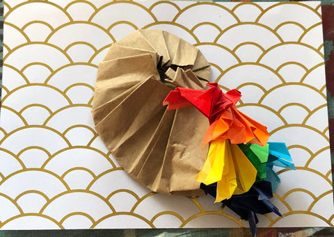 Origami Art  Rainbow Ammolite Ammonite,Wall Art,Home decor,3D wall art,