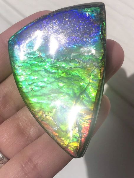 Rainbow colors  57x37 mm LARGE  Super Beauty! Natural  Free Form . FFNT 152 Ammolite  ナチュラル　ルース　アンモライト