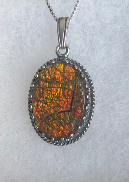 Ammolite,Pendant,.925 sterling silver, Pendant,Spinel Capped, gemstone,