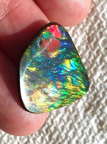 【Reserved】 22x21.5 x2㎜  - IMP-74 RARE  Natural Ammolite Double-Sided Rainbow Beauty! 両面！ナチュラル レアルース アンモライト