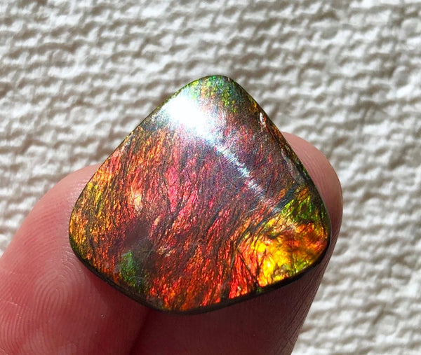【Reserved】 22x21.5 x2㎜  - IMP-74 RARE  Natural Ammolite Double-Sided Rainbow Beauty! 両面！ナチュラル レアルース アンモライト