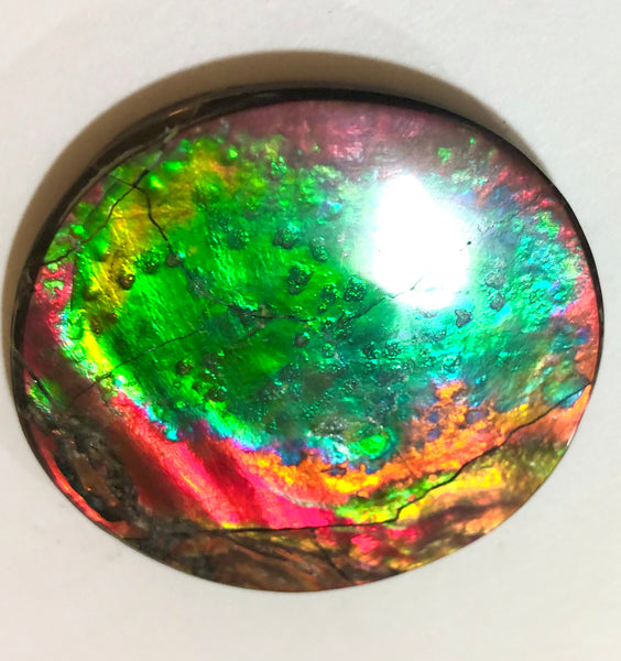 Fire Planetary Pattern with Craters and swirling color changing clouds 48.5x48 mm -   LARGE Beauty! Natural  Free Form . FFNT 152 Ammolite  ナチュラル　ルース　アンモライト
