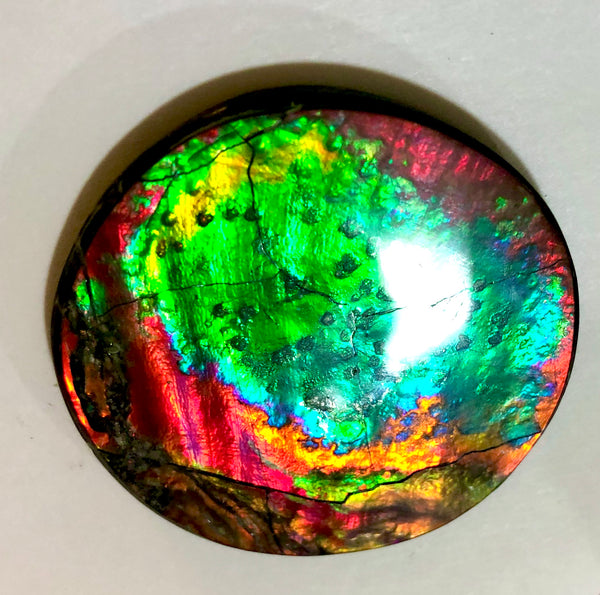 Fire Planetary Pattern with Craters and swirling color changing clouds 48.5x48 mm -   LARGE Beauty! Natural  Free Form . FFNT 152 Ammolite  ナチュラル　ルース　アンモライト