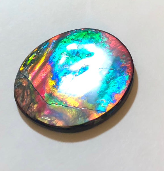 Fire Planetary Pattern with Craters and swirling color changing clouds 48.5x48 mm -   LARGE Beauty! Natural  Free Form . FFNT 152 Ammolite  ナチュラル　ルース　アンモライト