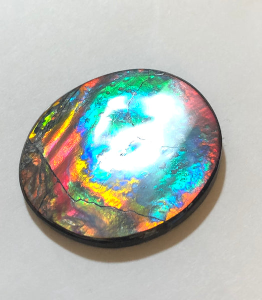 Fire Planetary Pattern with Craters and swirling color changing clouds 48.5x48 mm -   LARGE Beauty! Natural  Free Form . FFNT 152 Ammolite  ナチュラル　ルース　アンモライト