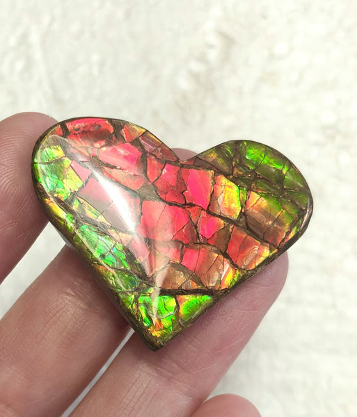 Heart shaped, Natural hand polished, Free Form . FFNT160 Ammolite