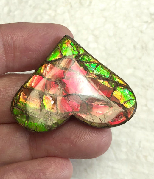 Heart shaped, Natural hand polished, Free Form . FFNT160 Ammolite