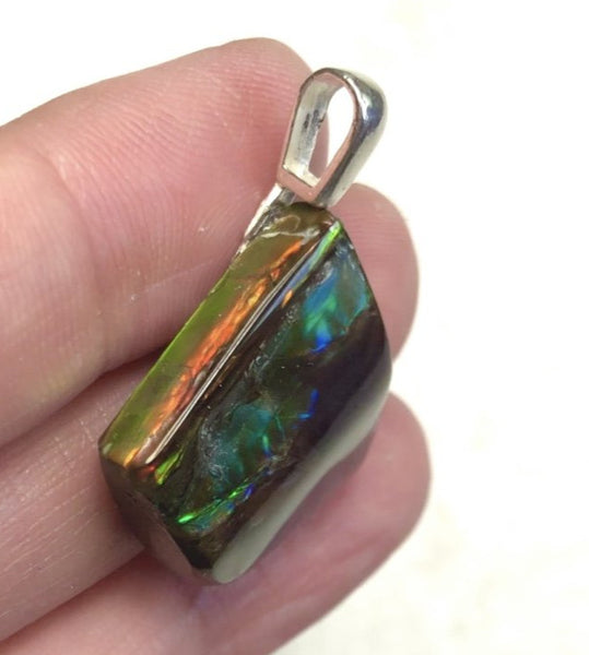 Reserved [Custom Order] for"C" Ammolite .925 sterling silver necklace  Natural Polished Stone  Silver Pendant JWY-11