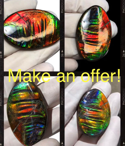 Auction Closed! Free shiping🌈🌈Auction!! **Please read the description** Rainbow Striatons! Natural hand polished, Free Form . FFNT166 Ammolite High Grade.