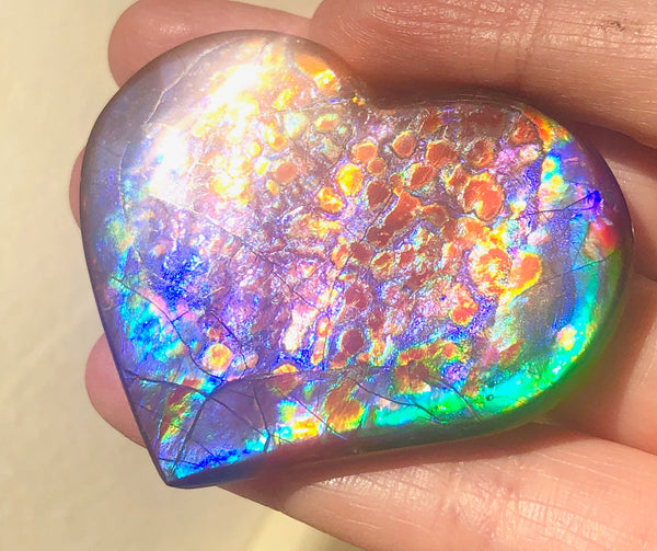 55 x 45 mm  Premium Grade Large Heart Shaped Natural Freeform $1200  or Make an offer! . FFNT 116 Ammolite  Free Shipping! ナチュラル　ルース　アンモライト 値下げ交渉！