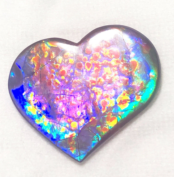 55 x 45 mm  Premium Grade Large Heart Shaped Natural Freeform $1200  or Make an offer! . FFNT 116 Ammolite  Free Shipping! ナチュラル　ルース　アンモライト 値下げ交渉！