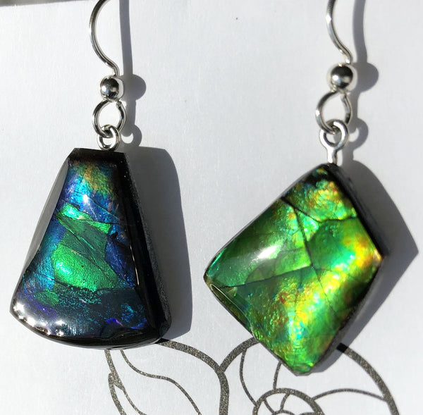 Copy of Sterling Silver Ammolite earrings  - JWY-12 ピアス　シルバー