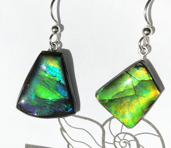 Copy of Sterling Silver Ammolite earrings  - JWY-12 ピアス　シルバー