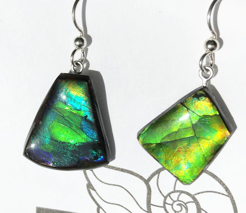 Copy of Sterling Silver Ammolite earrings  - JWY-12 ピアス　シルバー