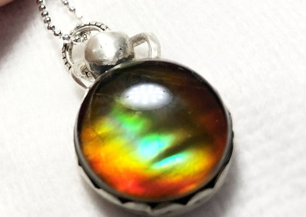 Ammolite Pendant top Sterling Silver- JWY-06 Quartz Capped.　アンモライト シルバー ペンダントトップ