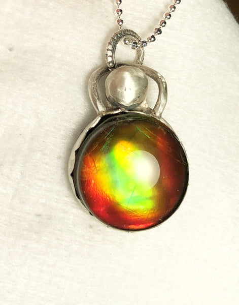 Ammolite Pendant top Sterling Silver- JWY-06 Quartz Capped.　アンモライト シルバー ペンダントトップ