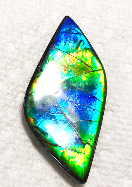 47 x 22x 5 mm  Natural  Free Form . FFNT 127 Super blue with floral pattern! Ammolite  ナチュラル　ルース　アンモライト フリーフォーム