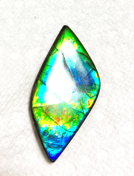 47 x 22x 5 mm  Natural  Free Form . FFNT 127 Super blue with floral pattern! Ammolite  ナチュラル　ルース　アンモライト フリーフォーム