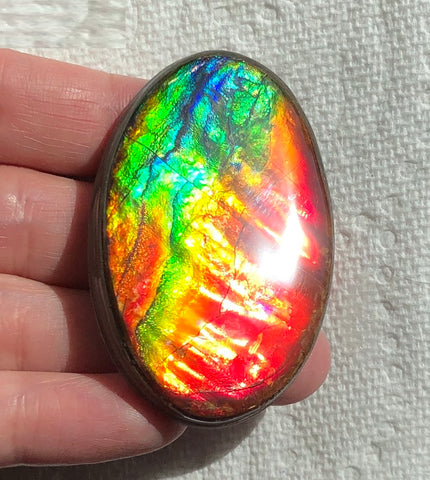 Ammolite EXTRA LARGE! 57x 37  mm Coated Free Form Oval Shaped Rainbow Fire - FFC106  アンモライト　ルース　