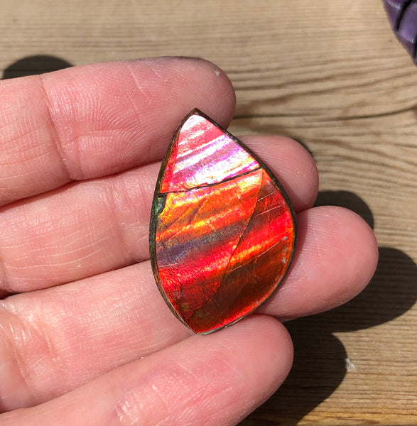 28 x 18  mm  - IMP-63-1 Natural Ammolite Double-Sided Imperial!　両面　ブライトカラー！レアルース　アンモライト