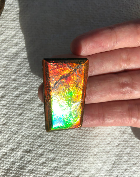 41 x22.5x3.8㎜  - IMP-73 RARE  Natural Ammolite Double-Sided Rainbow Beauty! 両面！ナチュラル レアルース アンモライト