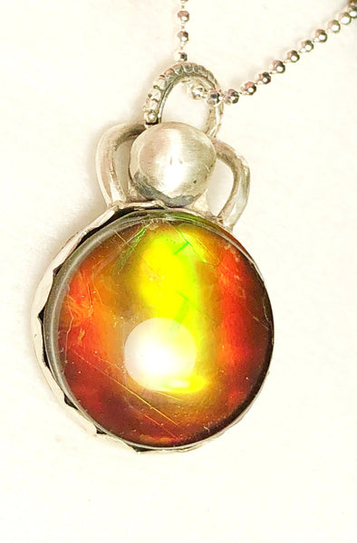 Ammolite Pendant top Sterling Silver- JWY-06 Quartz Capped.　アンモライト シルバー ペンダントトップ