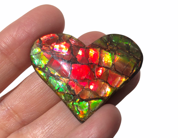 Heart shaped, Natural hand polished, Free Form . FFNT160 Ammolite