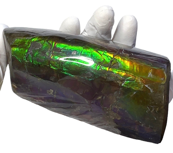 4.17" HIGH Grade Double-Sided Handheld Gem Specimen, Natural Hand Polished CS-233* Ammolite  Free Shipping! ナチュラルポーリッシュ　アンモライトFREE SHIPPING!
